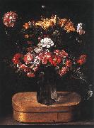 Jacques Linard Bouquet on Wooden Box oil on canvas